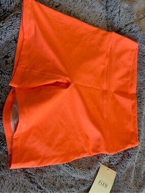 Fleo Women's High-Rise Athletic Shorts in Neon Orange